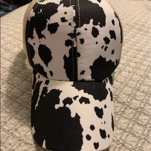 Cow print pony tail baseball cap!